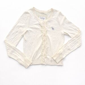 Y2K Abercrombie & Fitch Ruffle Cardigan Cream Knit Sweater Size Large NWOT